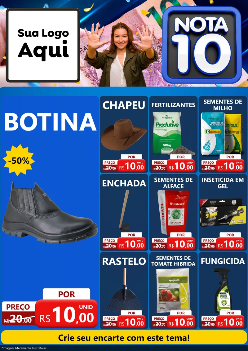 Modelo de Encarte para Encarte A4 Vertical com o tema Nota 10 para Agropecuária