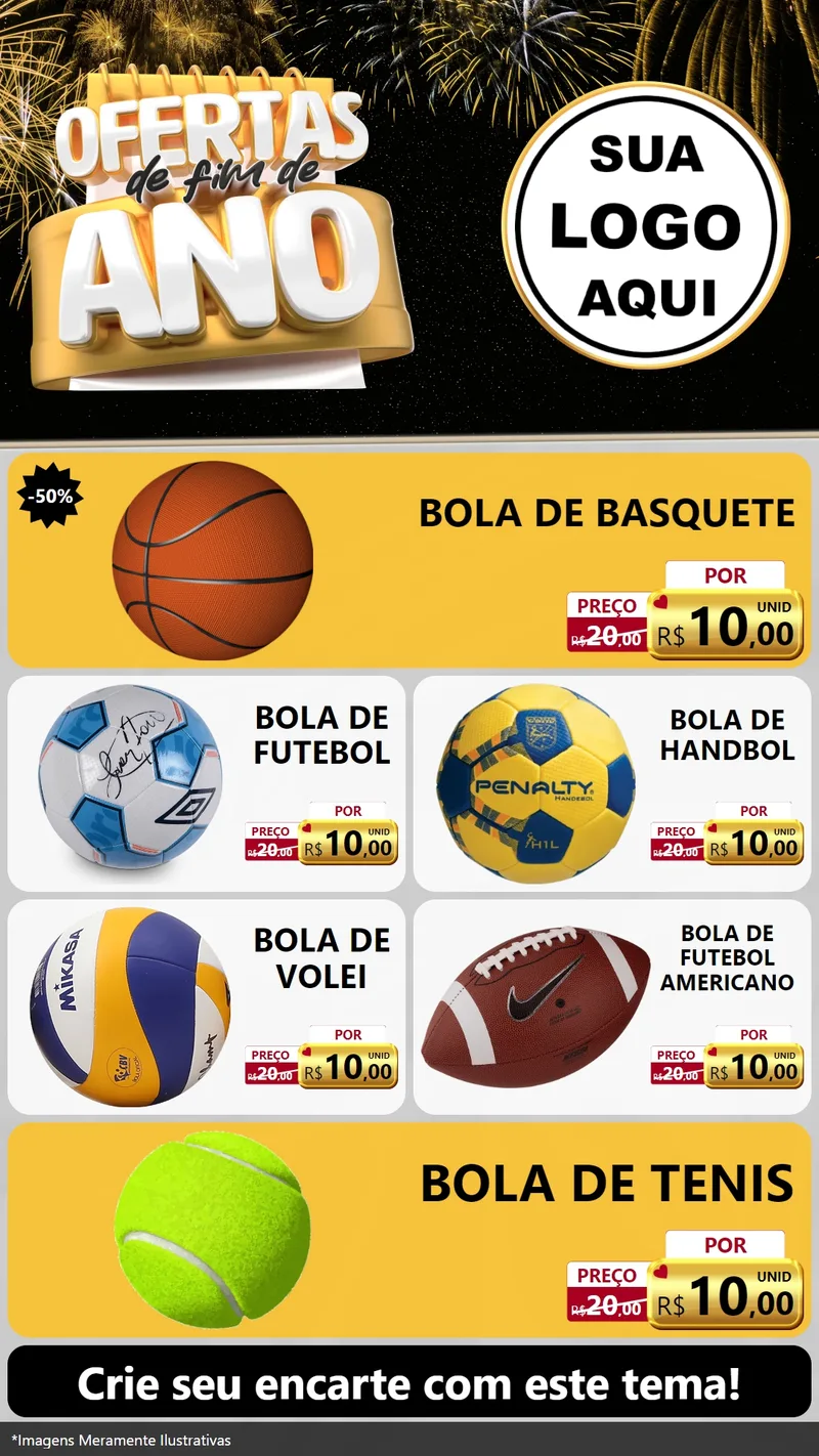 Modelo de TV para TV Vertical com o tema Ofertas de Fim de Ano para Artigos Esportivos