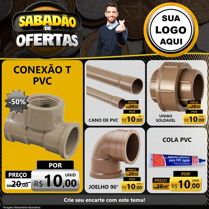 Modelo de Rede Social para Feed Facebook com o tema Sabadão de Ofertas para Tubos e conexões