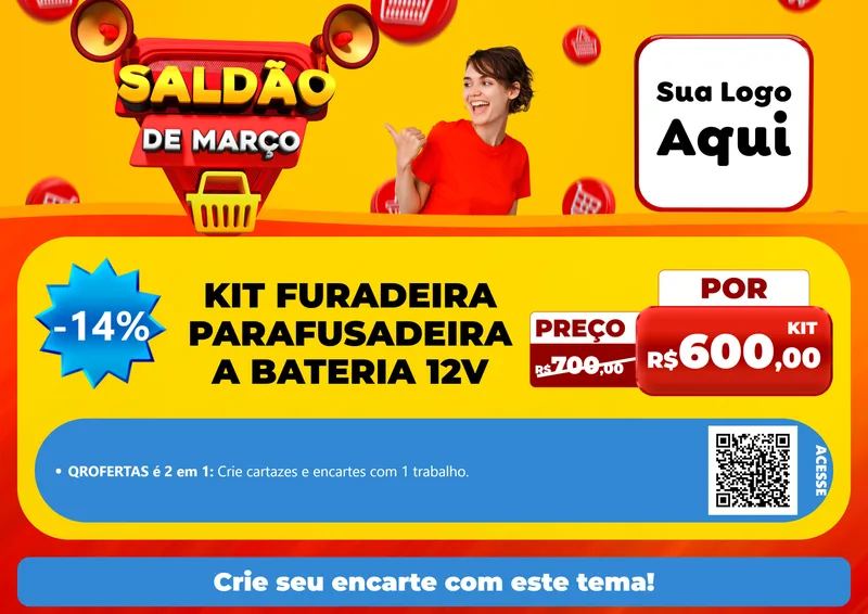 Modelo de Cartaz para Cartaz A4 Horizontal com o tema Saldão de Março para Maquinas e Ferramentas