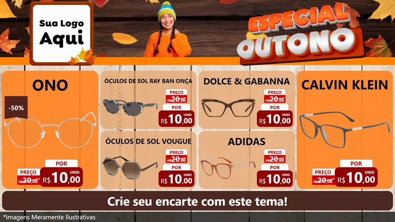 Modelo de TV para TV Horizontal com o tema Especial Outono para Óticas