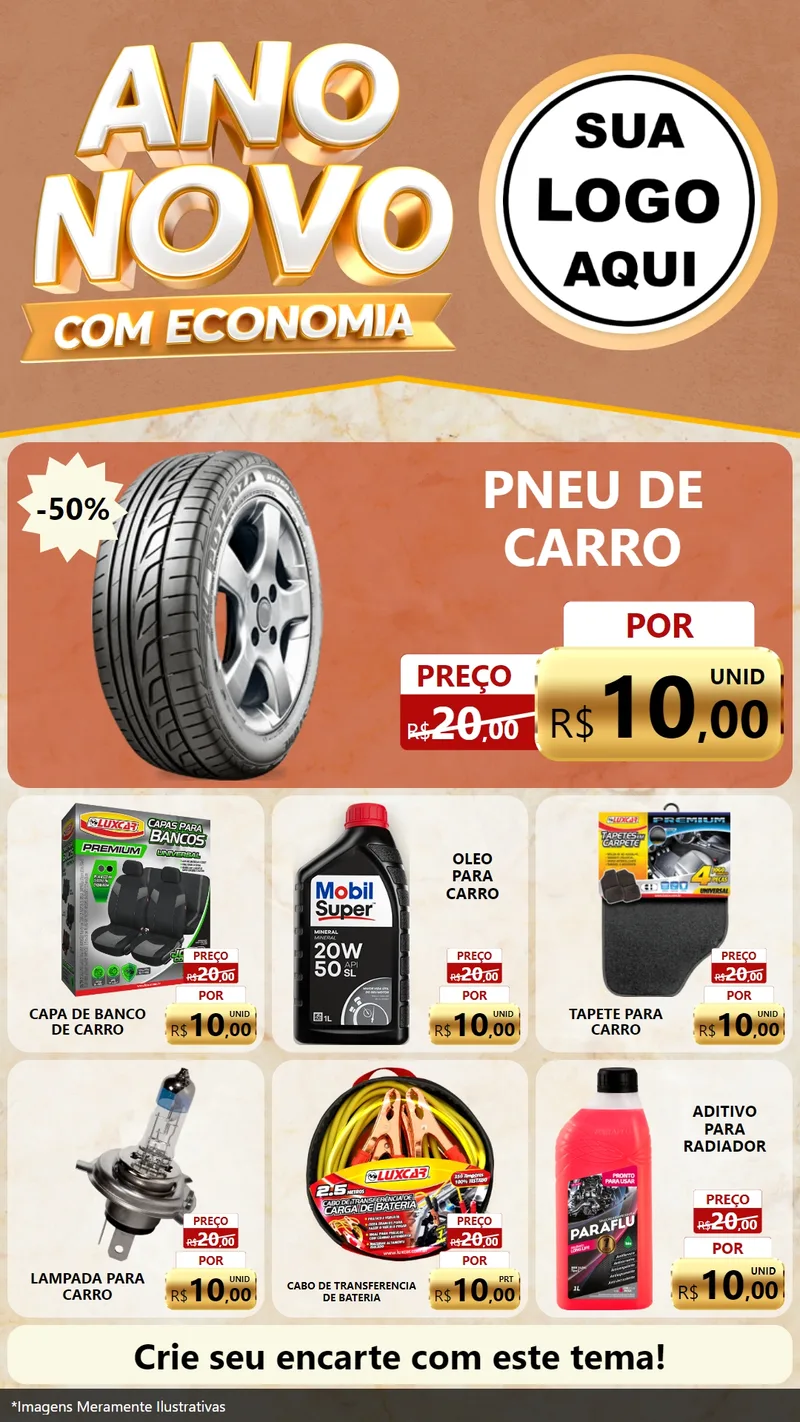 Modelo de Rede Social para Stories com o tema Ano Novo Com Economia para Auto peças