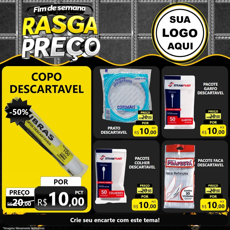 Modelo de Rede Social para Feed Facebook com o tema Fim de Semana Rasga Preço para Embalagens