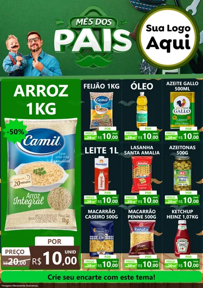 Modelo de Encarte para Encarte A4 Vertical com o tema Mês dos Pais para Supermercado