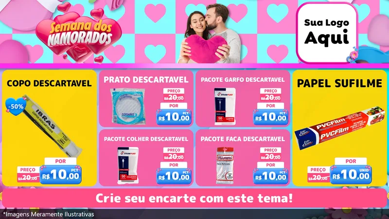 Modelo de TV para TV Horizontal com o tema Semana dos Namorados para Embalagens