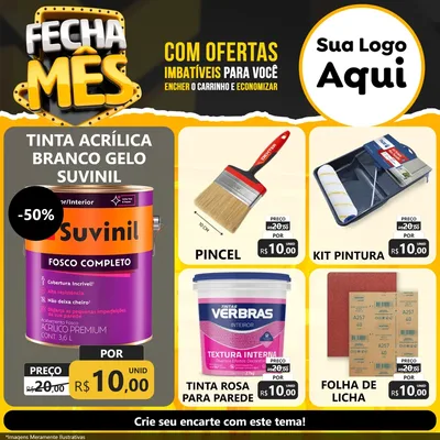 Modelo de Rede Social para Feed Facebook com o tema Fecha Mês para Tintas e Ferramentas