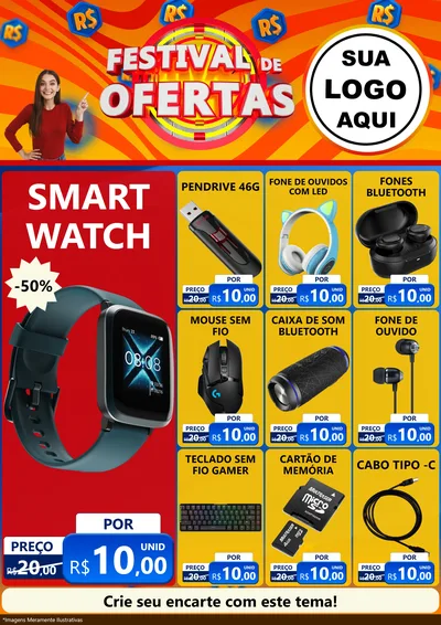 Modelo de Encarte para Encarte A4 Vertical com o tema Festival de Ofertas para Informática