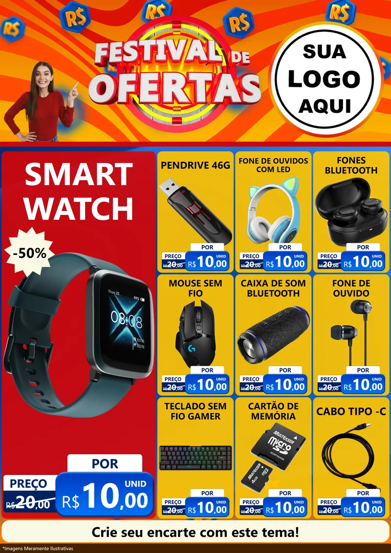 Modelo de Encarte para Encarte A4 Vertical com o tema Festival de Ofertas para Informática