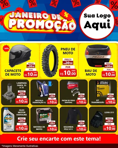 Modelo de Rede Social para Feed Instagram com o tema Janeiro de Promoção para Moto peças