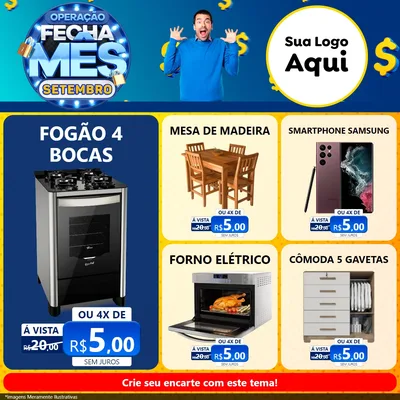 Modelo de Rede Social para Feed Facebook com o tema Operação Fecha Mês Setembro para Móveis e Eletro