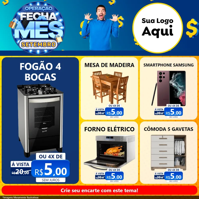 Modelo de Rede Social para Feed Facebook com o tema Operação Fecha Mês Setembro para Móveis e Eletro