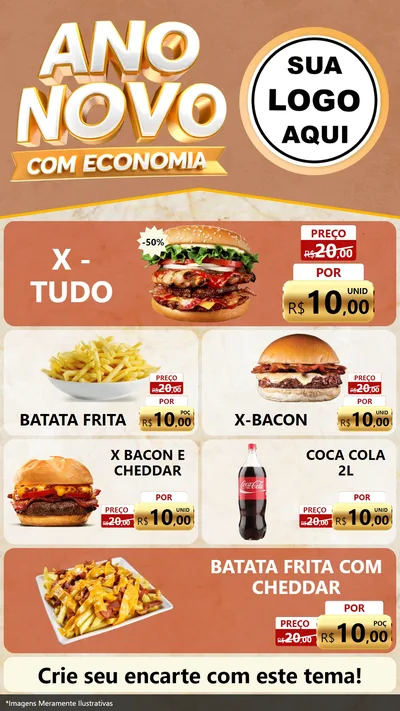 Modelo de TV para TV Vertical com o tema Ano Novo Com Economia para Hamburgueria