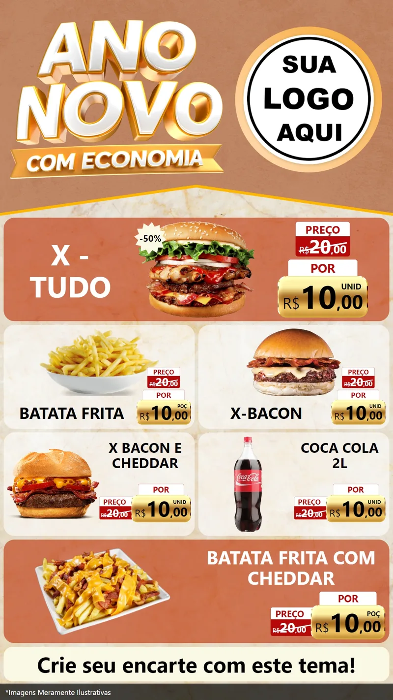 Modelo de TV para TV Vertical com o tema Ano Novo Com Economia para Hamburgueria
