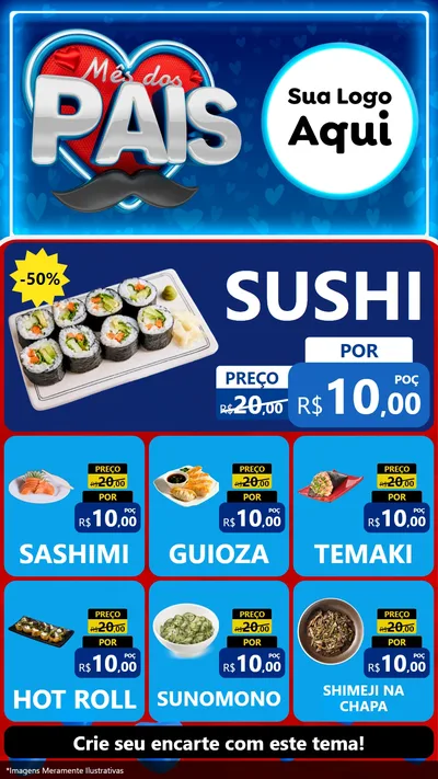 Modelo de Rede Social para Stories com o tema Mês Dos Pais para Comida japonesa
