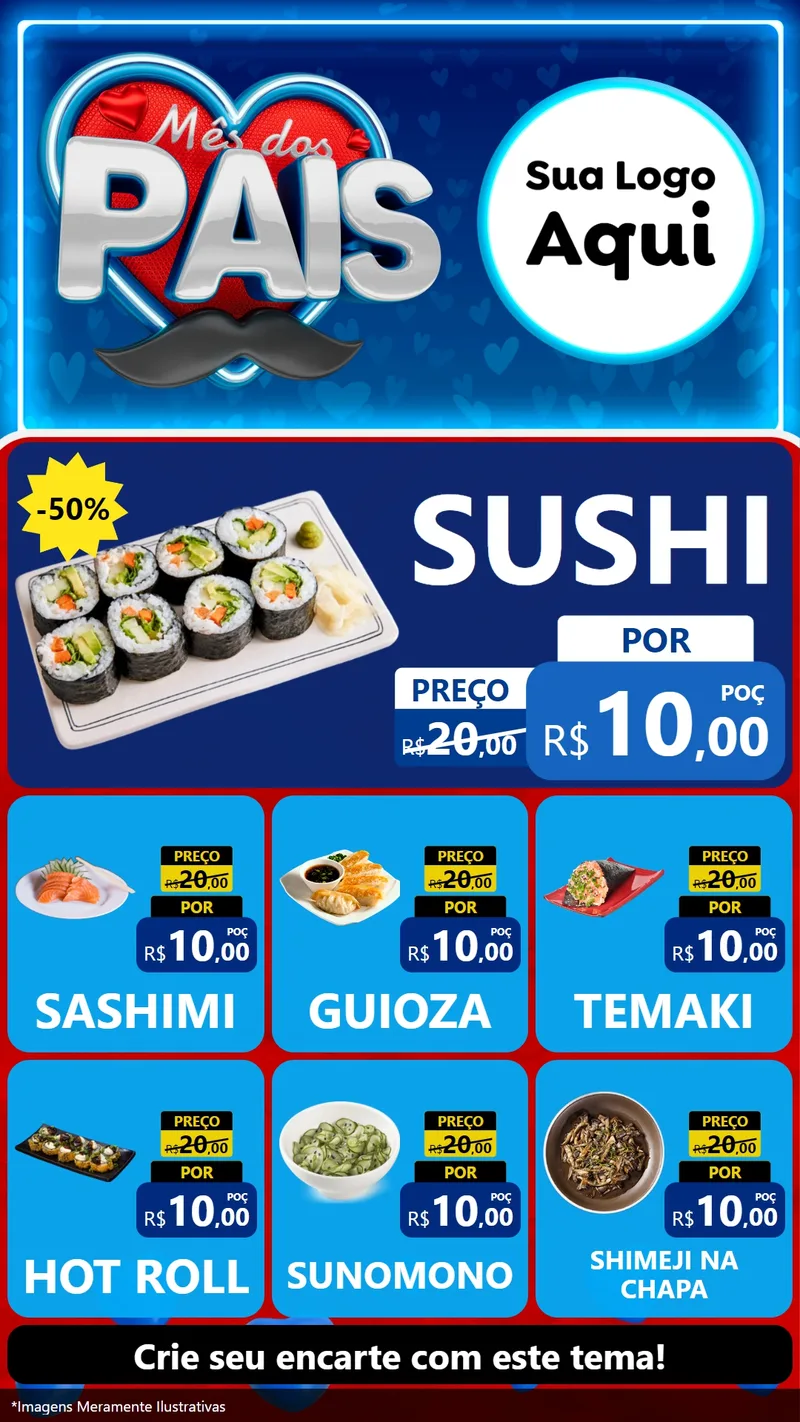 Modelo de Rede Social para Stories com o tema Mês Dos Pais para Comida japonesa