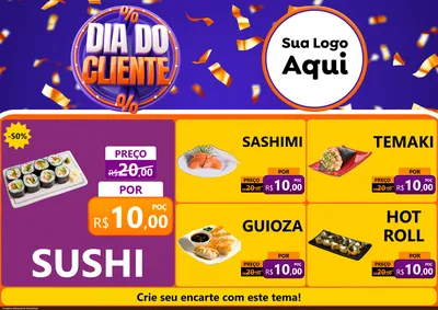Modelo de Encarte para Encarte A4 Horizontal com o tema Dia do Cliente para Comida japonesa