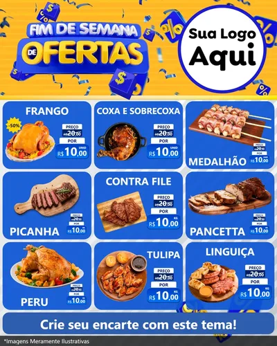 Modelo de Rede Social para Feed Instagram com o tema Fim de Semana de Ofertas para Assados