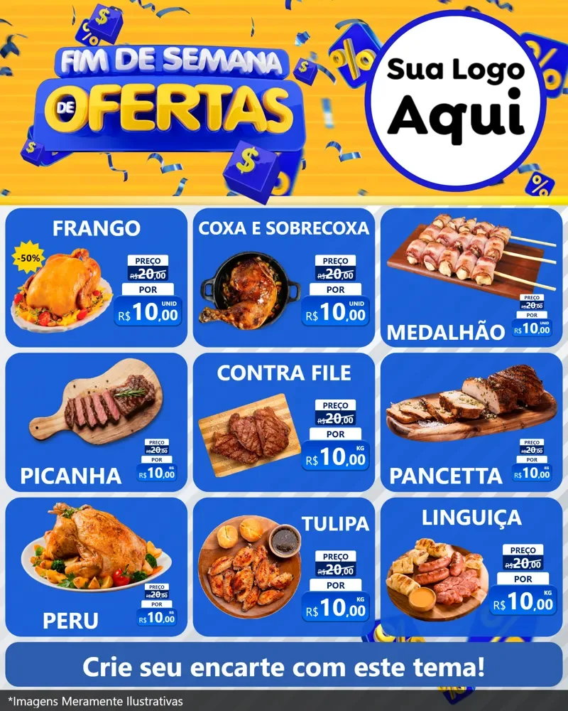 Modelo de Rede Social para Feed Instagram com o tema Fim de Semana de Ofertas para Assados