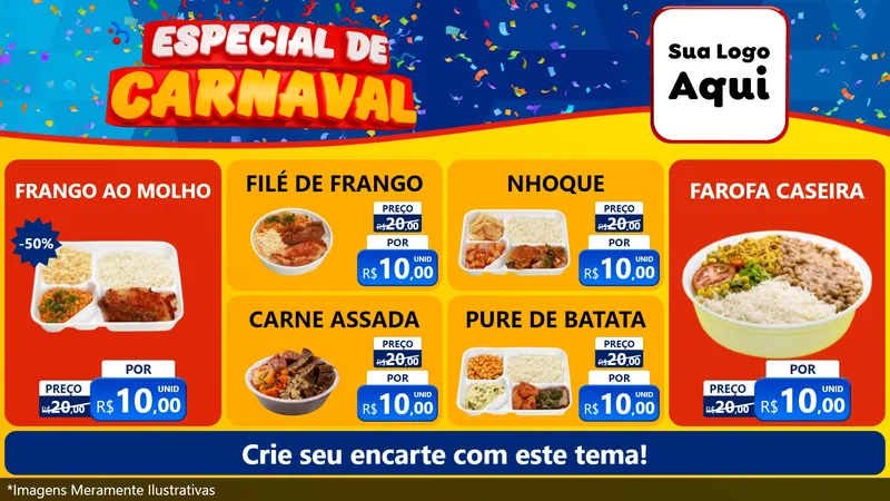Modelo de TV para TV Horizontal com o tema Especial de Carnaval para Restaurante