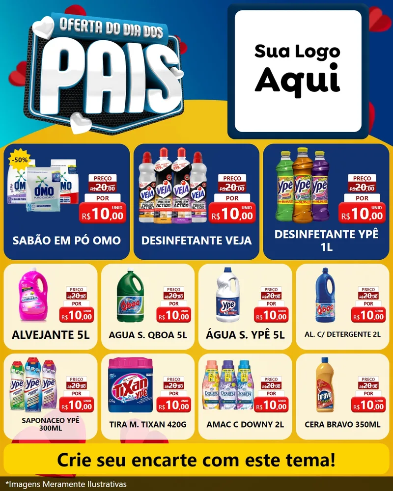 Modelo de Rede Social para Feed Instagram com o tema Oferta Do Dia Dos Pais para Produtos de Limpeza