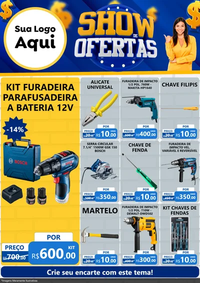 Modelo de Encarte para Encarte A4 Vertical com o tema Show de Ofertas para Maquinas e Ferramentas