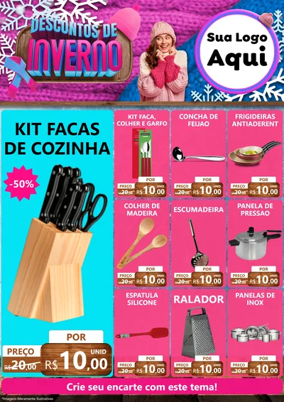 Modelo de Encarte para Encarte A4 Vertical com o tema Descontos de Inverno para Utilidades Domésticas