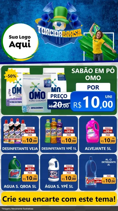 Modelo de Rede Social para Stories com o tema Torcida Brasil - Copa para Produtos de Limpeza