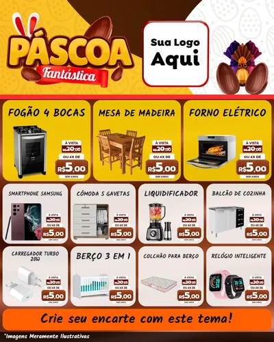 Modelo de Rede Social para Feed Instagram com o tema Páscoa Fantástica para Móveis e Eletro