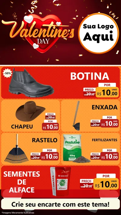 Modelo de TV para TV Vertical com o tema Valentine's Day para Agropecuária