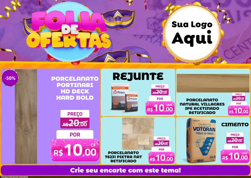 Modelo de Encarte para Encarte A4 Horizontal com o tema Folia de Ofertas para Pisos e revestimentos