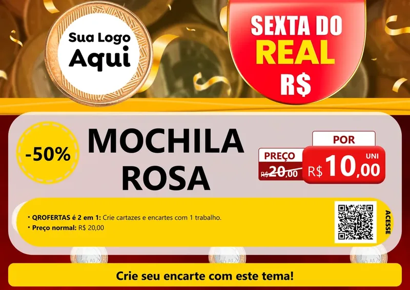 Modelo de Cartaz para Cartaz A4 Horizontal com o tema Sexta do Real para Papelaria