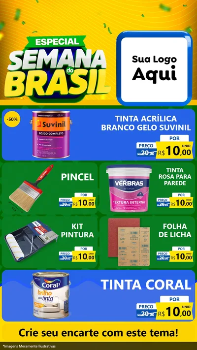 Modelo de TV para TV Vertical com o tema Especial Semana do Brasil para Tintas e Ferramentas