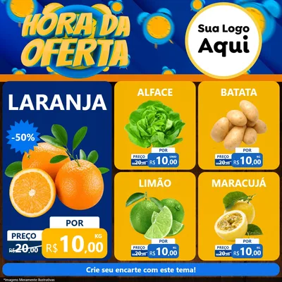 Modelo de Rede Social para Feed Facebook com o tema Hora da Oferta para Hortifrúti