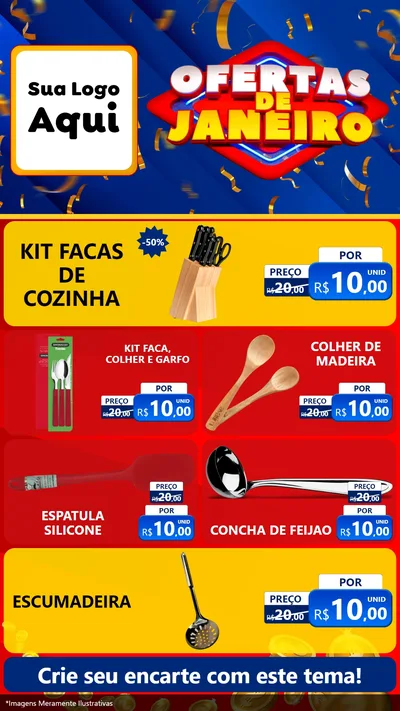 Modelo de TV para TV Vertical com o tema Ofertas de Janeiro para Utilidades Domésticas