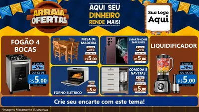 Modelo de TV para TV Horizontal com o tema Arraiá de Ofertas - Junina para Móveis e Eletro