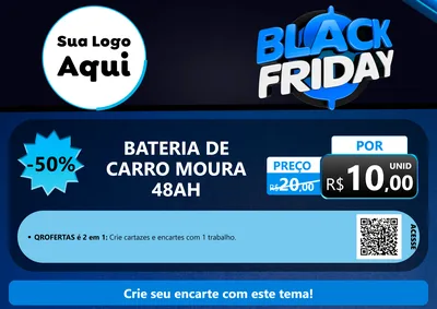 Modelo de Cartaz para Cartaz A4 Horizontal com o tema Black Friday para Baterias Elétricas