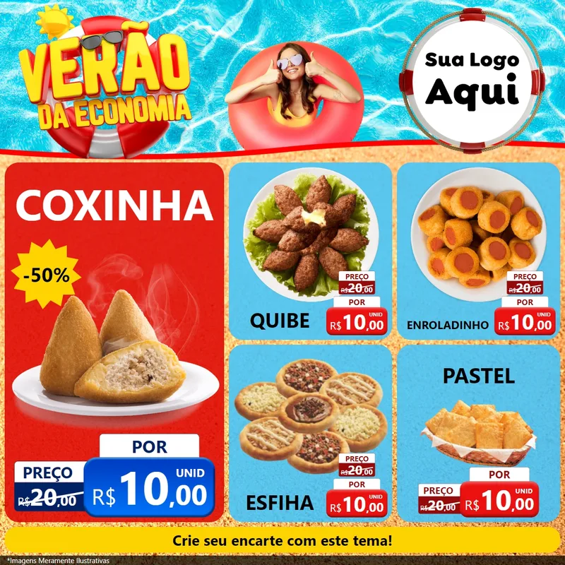 Modelo de Rede Social para Feed Facebook com o tema Verão da Economia para Salgadaria