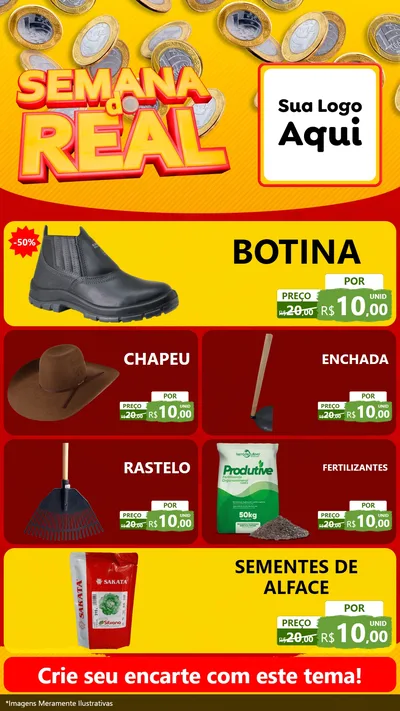 Modelo de TV para TV Vertical com o tema Semana do Real para Agropecuária
