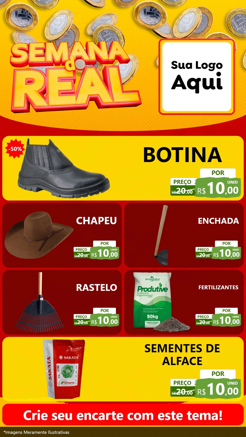 Modelo de TV para TV Vertical com o tema Semana do Real para Agropecuária