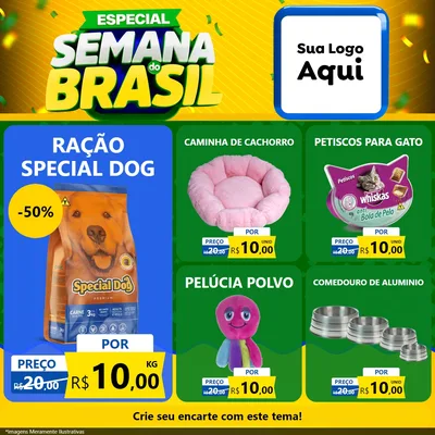 Modelo de Rede Social para Feed Facebook com o tema Especial Semana do Brasil para Pet Shop