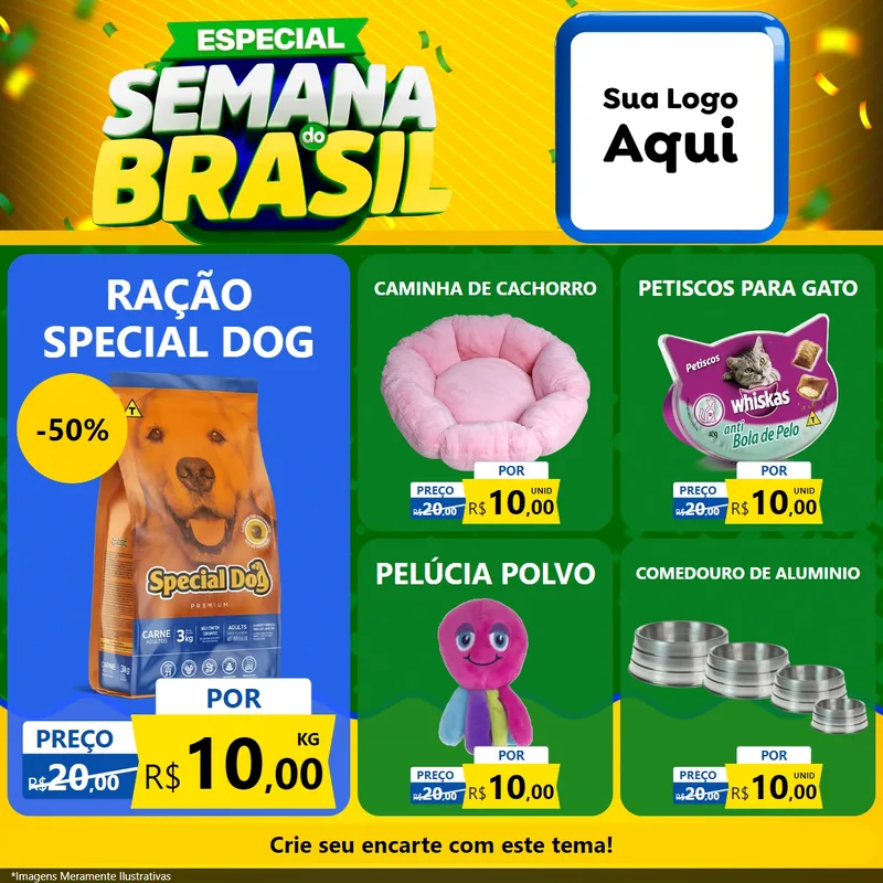 Modelo de Rede Social para Feed Facebook com o tema Especial Semana do Brasil para Pet Shop