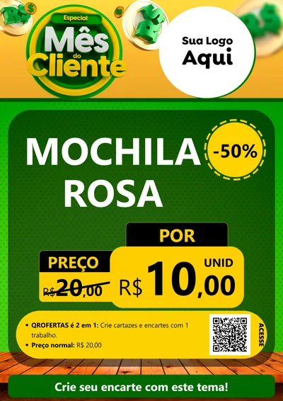 Modelo de Cartaz para Cartaz A4 Vertical com o tema Especial Mês do Cliente para Papelaria