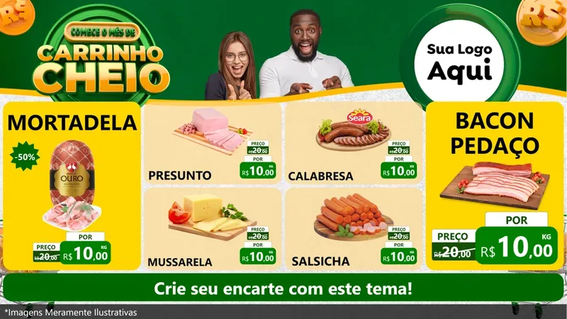 Modelo de TV para TV Horizontal com o tema Carrinho Cheio para Frios e Laticínios