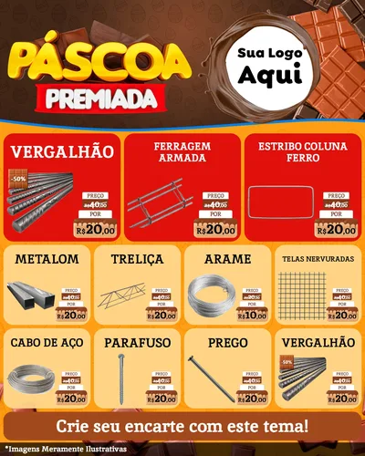 Modelo de Rede Social para Feed Instagram com o tema Páscoa Premiada para Ferragens