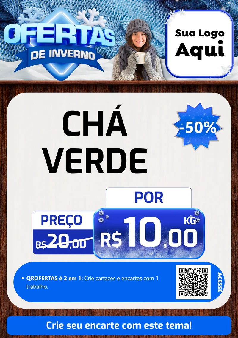 Modelo de Cartaz para Cartaz A4 Vertical com o tema Ofertas de Inverno para Produtos Naturais