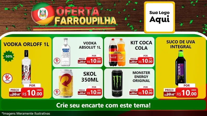 Modelo de TV para TV Horizontal com o tema Oferta Farroupilha para Distribuidora de bebidas