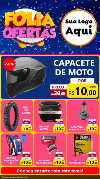 Modelo de Rede Social para Stories com o tema Folia de Ofertas para Moto peças