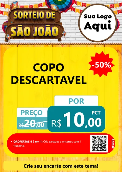 Modelo de Cartaz para Cartaz A4 Vertical com o tema Sorteio de São João para Embalagens