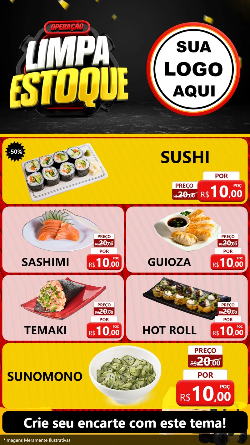 Modelo de TV para TV Vertical com o tema Operação Limpa Estoque para Comida japonesa