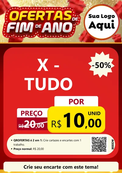 Modelo de Cartaz para Cartaz A4 Vertical com o tema Ofertas de Fim de Ano para Hamburgueria